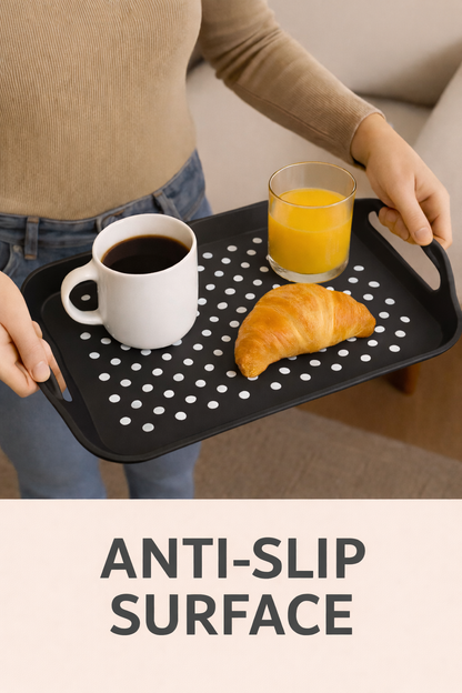 Anti Non Slip Plastic Food Tray Rubber Grip Surface Serving Lap Dinner pk2