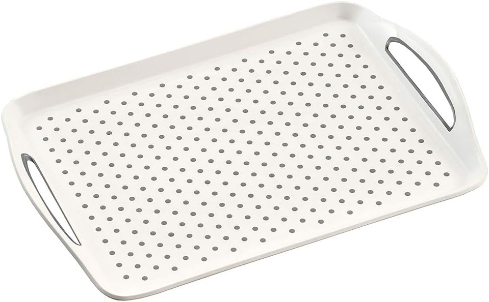 Anti Non Slip Plastic Food Tray Rubber Grip Surface Serving Lap Dinner pk2