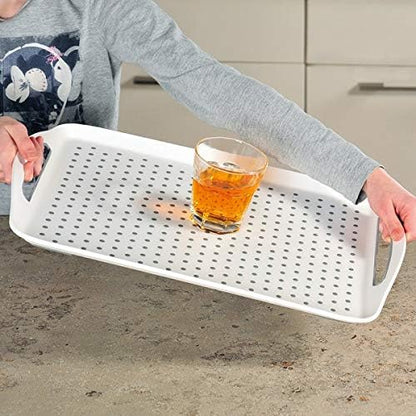 Anti Non Slip Plastic Food Tray Rubber Grip Surface Serving Lap Dinner pk2