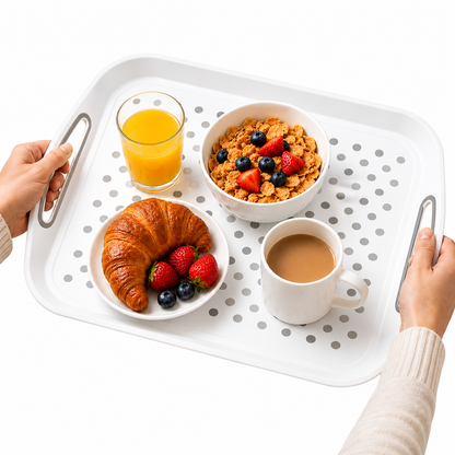 Anti Non Slip Plastic Food Tray Rubber Grip Surface Serving Lap Dinner