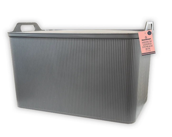 Stackable Storage box Ribbed Grey
