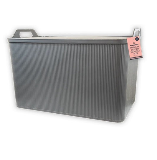 Stackable Storage box Ribbed Grey