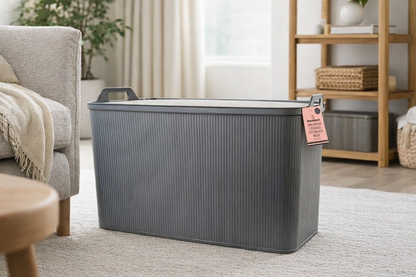 Stackable Storage box Ribbed Grey
