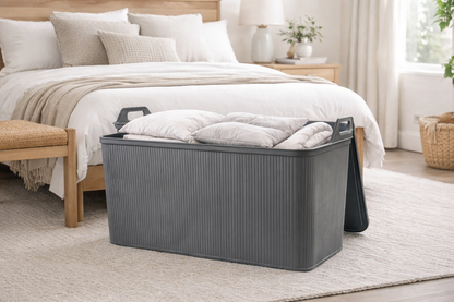 Stackable Storage box Ribbed Grey