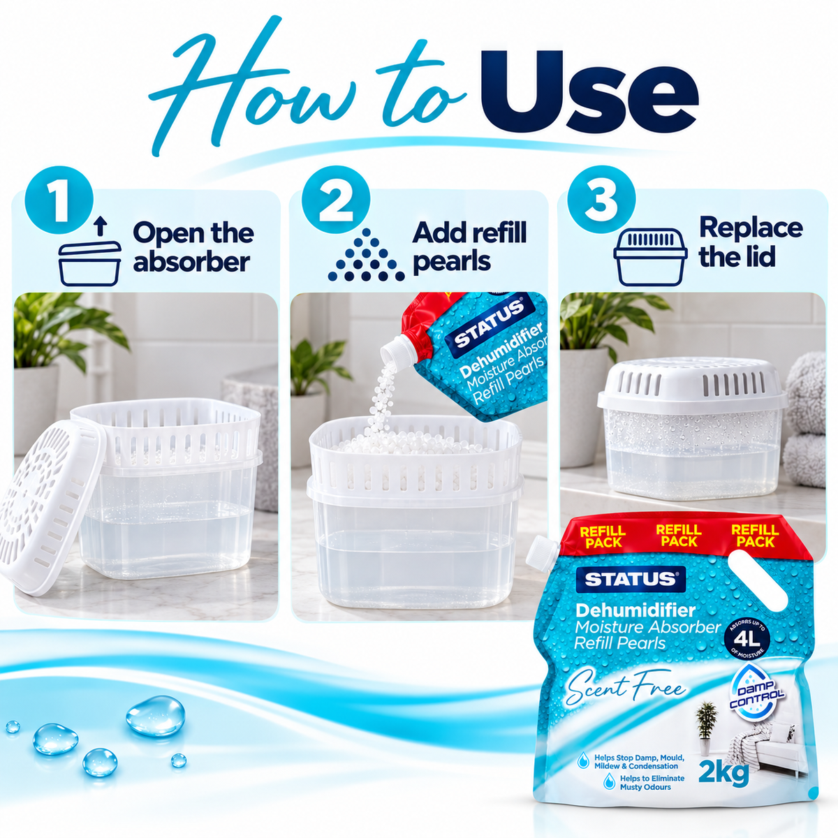 Moisture trap dehumidifier Absorber refill crystals 2kg
