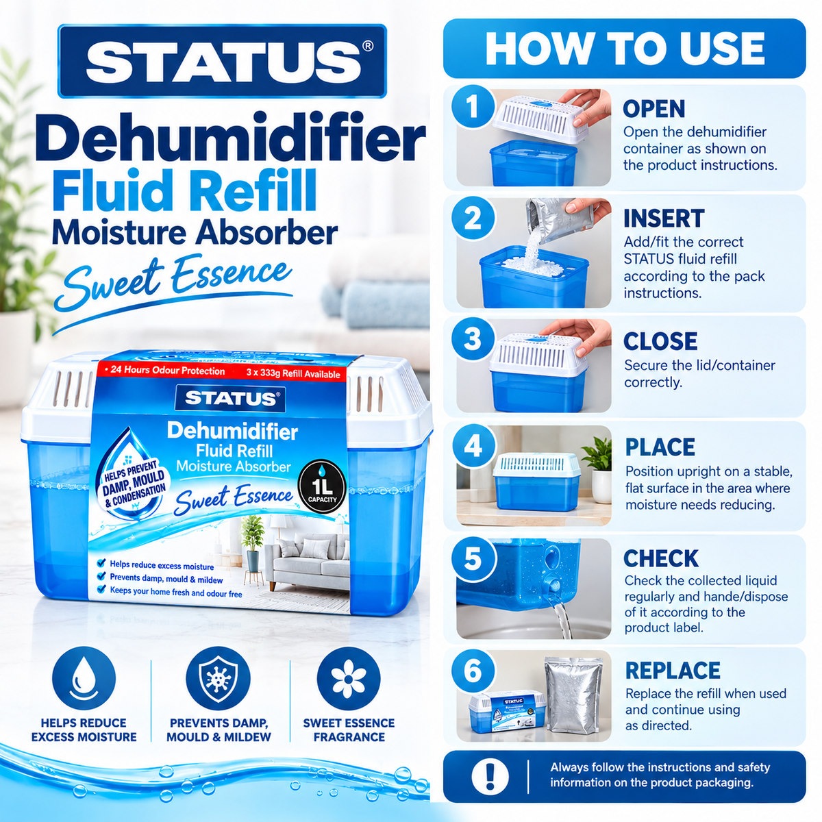 Moisture Trap Dehumidifier Absorber refillable 500gm