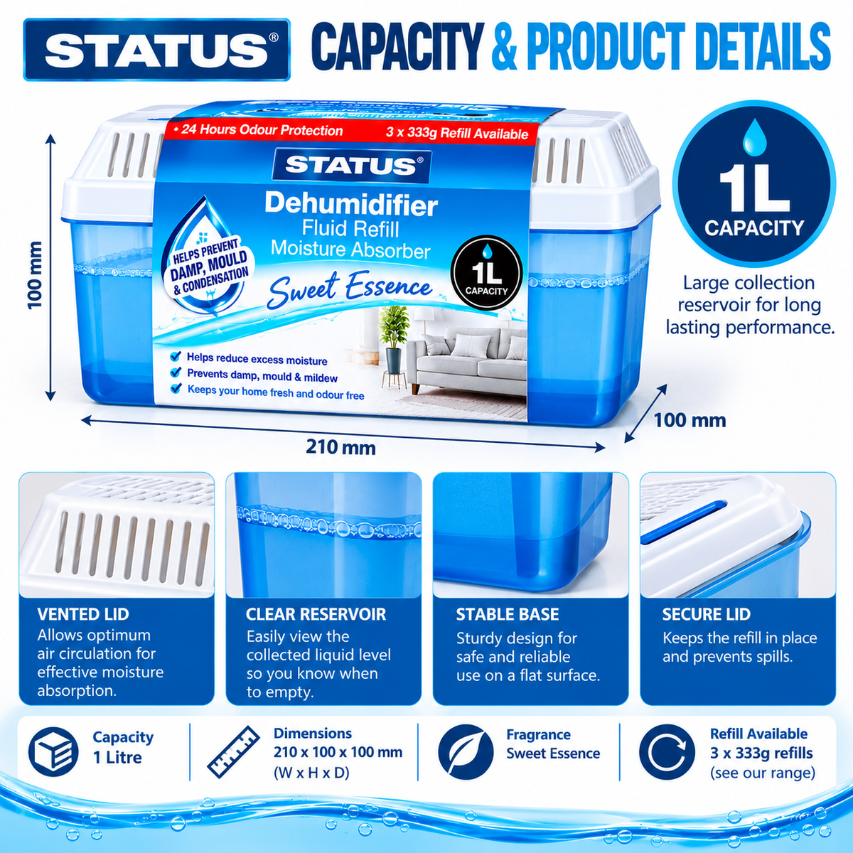 Moisture Trap Dehumidifier Absorber refillable 500gm