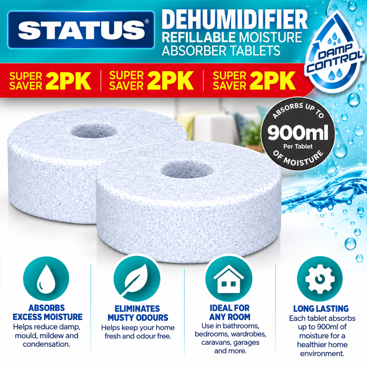 Moisture trap Absordber Dehumidifier refill pk2 400gm