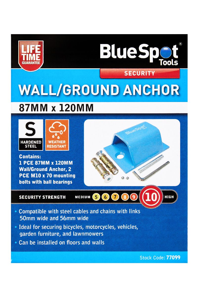 Security ground or wall anchor for bikes and Motorbikes 87mmx 120mm