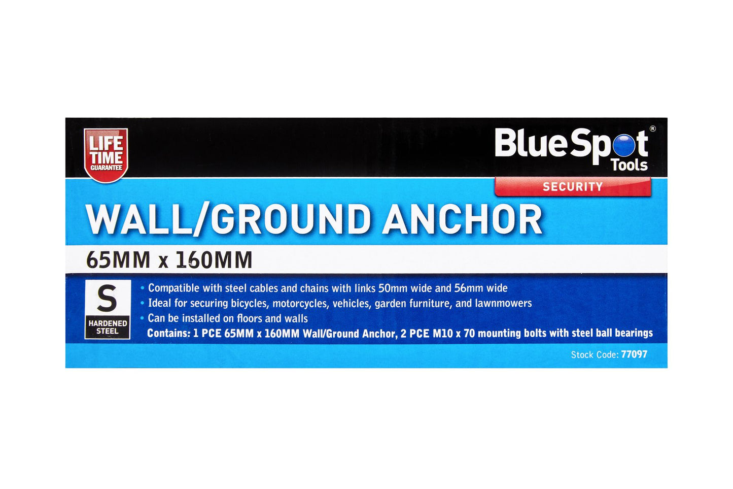 Security Ground or wall anchor for Bikes and motorbikes 65mm x 160mm