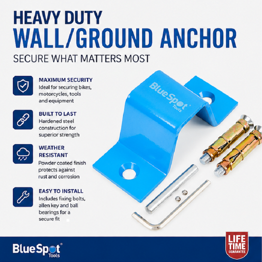 Bluespot Security Ground or wall anchor for Bikes and motorbikes x / Grey / Blue 65mm / 160mm