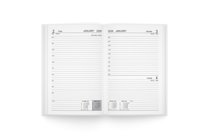 2026 Diary A4 Page a Day Hardback Colours