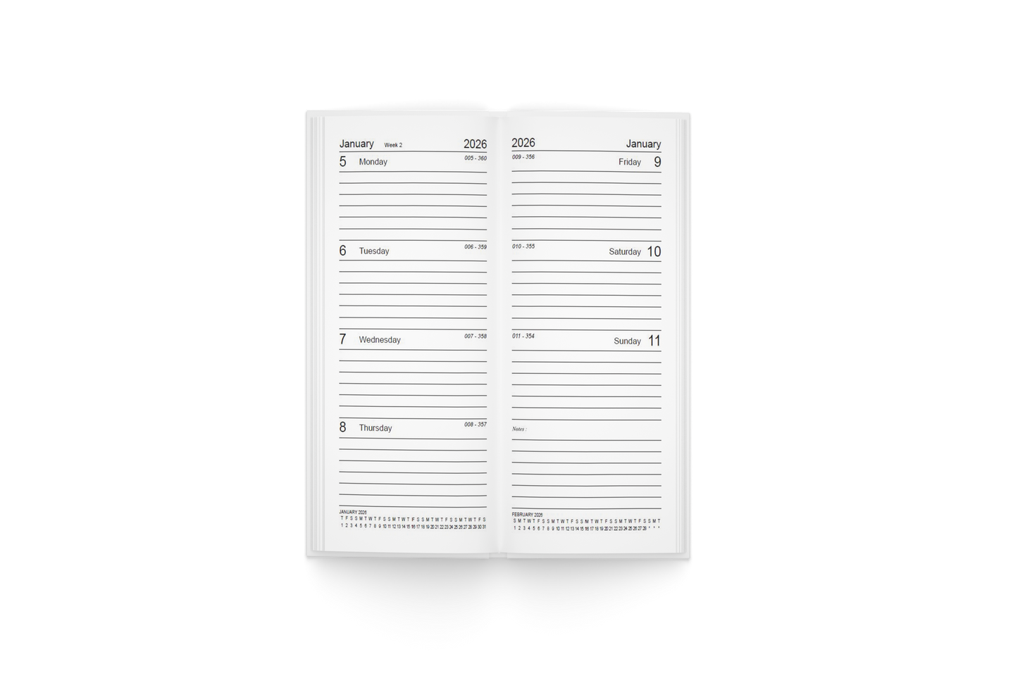 Diary 2026 Slim pocket leather look PU