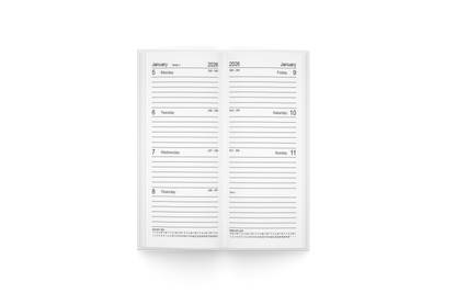 Diary 2026 Slim pocket leather look PU