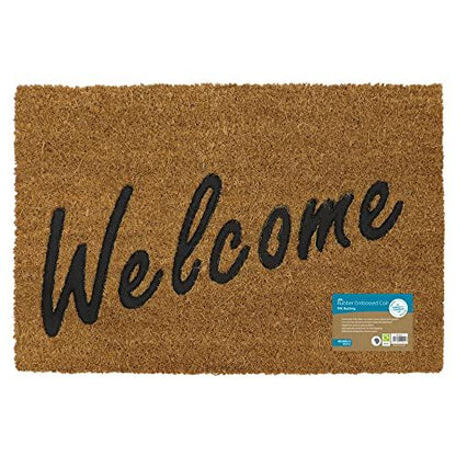 JVL Rubber Embossed PVC Backed Coir Doormat, 40x60cm