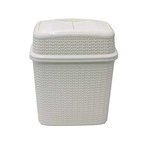 JVL Knitted Plastic Rectangular Laundry Basket with Lid