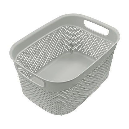 JVL Droplette 9L Plastic Storage Basket, Ice Grey