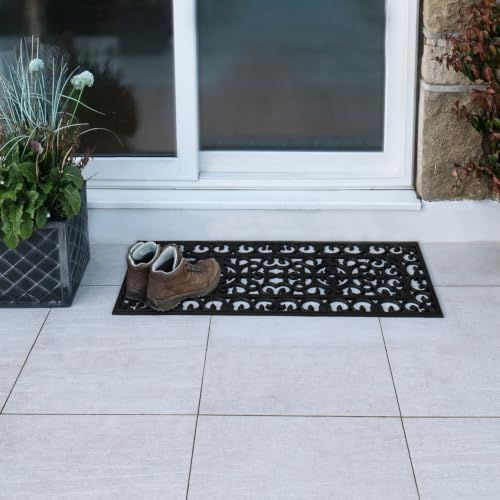JVL Lexi Wrought Iron Effect Rubber Patio Mat, 45x120cm