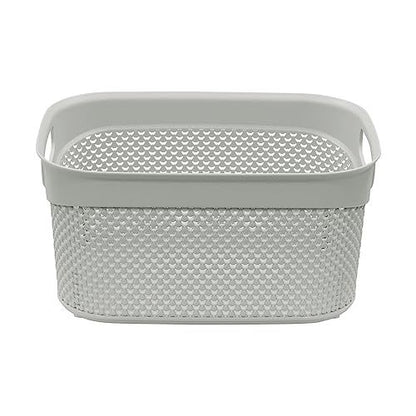 JVL Droplette 9L Plastic Storage Basket, Ice Grey