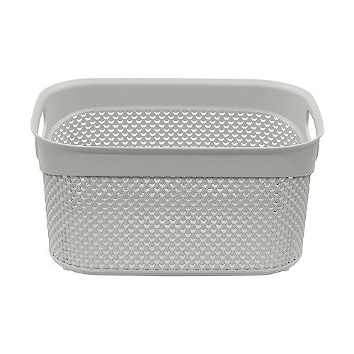 JVL Droplette 9L Plastic Storage Basket, Ice Grey