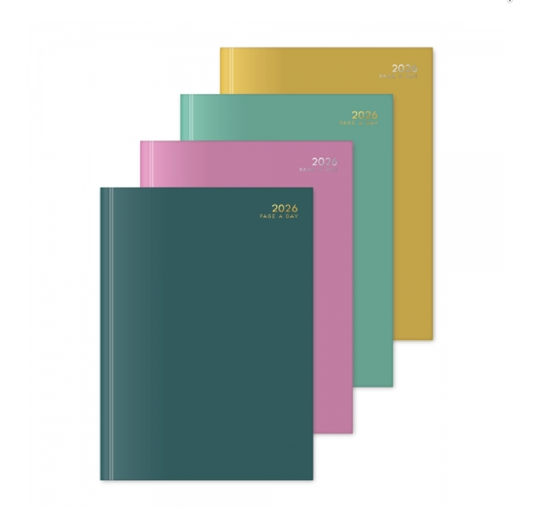 2026 Diary A4 Page a Day Hardback Colours