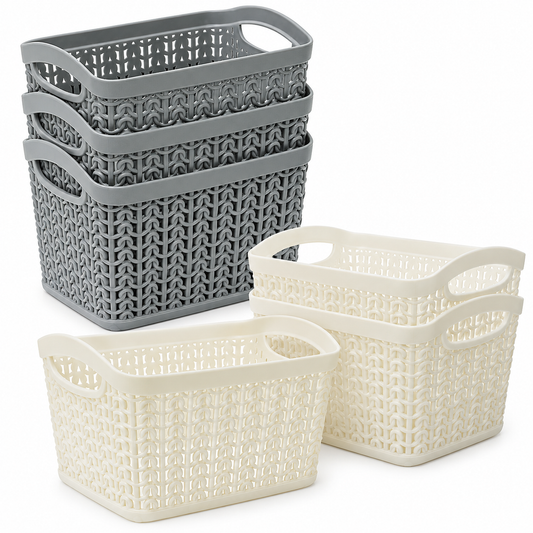 JVL Knit Design Loop Plastic Set of 3 Storage Box, 11 x 17 x 13, One size 1.5L