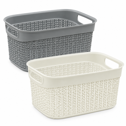 JVL Knit Design Loop 9L Plastic Storage Basket Colour: Grey